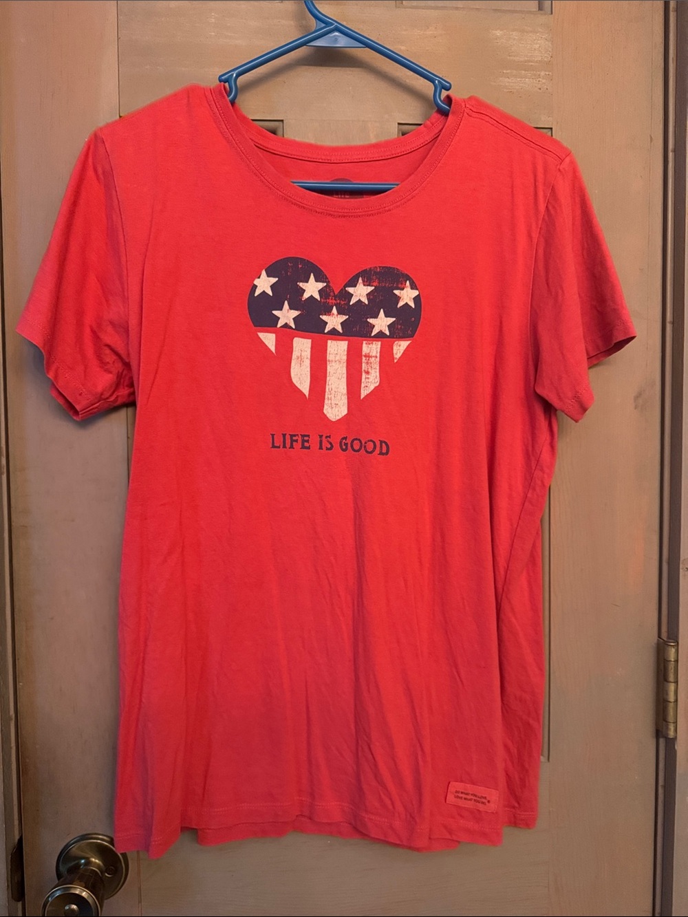 Life is Good Red Graphic Tee - Heart Flag